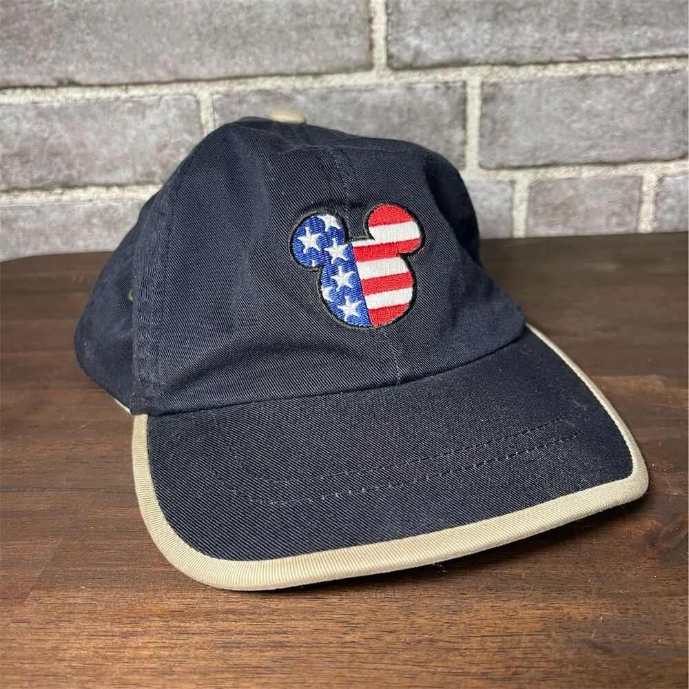 Disney Mickey Mouse USA Flag Blue Strap Back Cap Unisex Adjustable